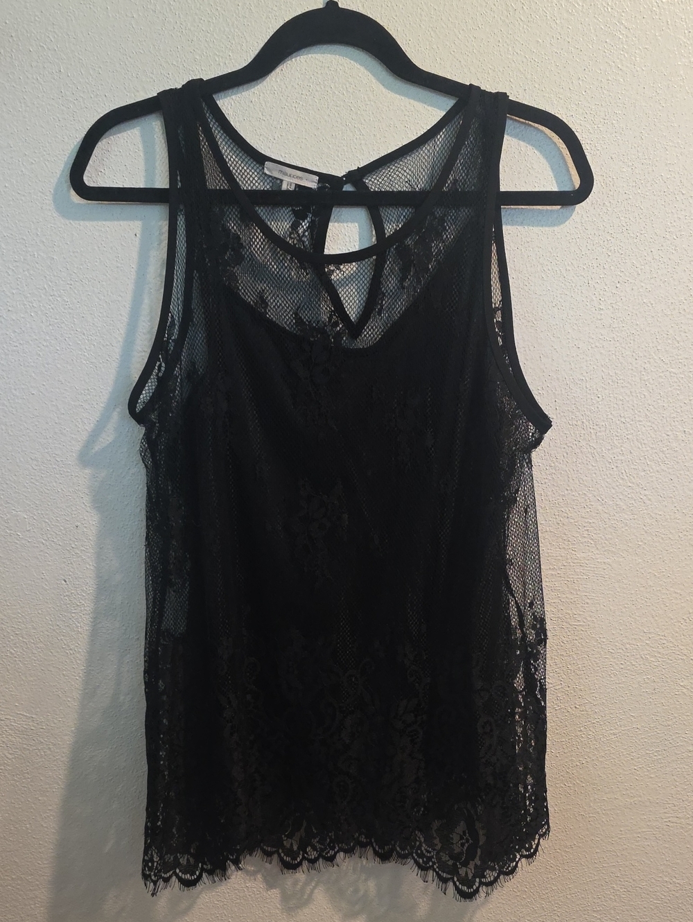 Maurices Black Tank With Lace And Mesh Overlay